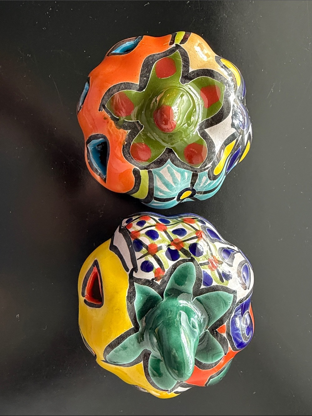 Hand-Painted Multicolor Ceramic Pumpkin Set - Vibrant Fall Accent - Picture 5 of 6